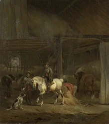 Häststall, ca 1830-1840 (olja på pannå)