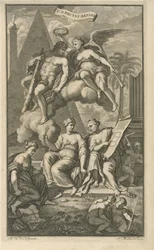 Hercules krönt av Victoria Titelsida för: Cornelis de Bruyn, Cornelis de Bruyns resor, genom de mest kända delarna av Mindre Asien, 1698
