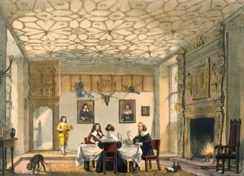 Medeltida familjemiddag, Wakehurst Place, Surrey, c1600.