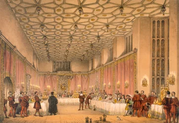 The Chamber, Hampton Court, från "Architecture of the Middle Ages", publicerad 1838