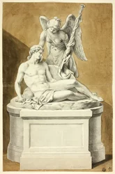 Monument med död krigare och ängel