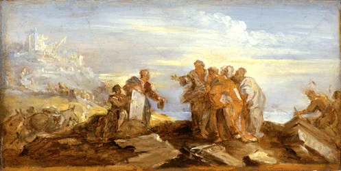 Scen från antikens historia, ca 1680-90 (olja på papper på duk)
