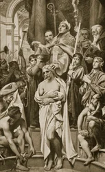 The Baptism of Clovis, Reims, 496 AD, illustration från 