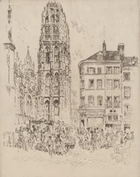Blomstermarknad och smörtorn, Rouen, 1907.