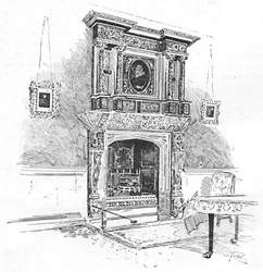 Old Charterhouse: Mantelpiece i Masters Lodge, 1886