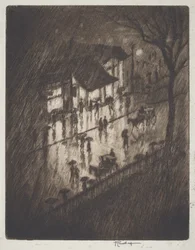 Regnig natt, Charing Cross-butiker