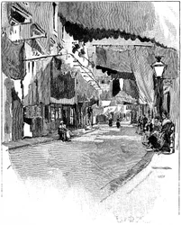 Rue de Beaucaire. Gravyr av Joseph Pennell 1888