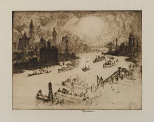 Solnedgång från Williamsburg Bridge, 1915