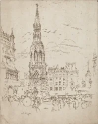 Elinor Cross, framför Charing Cross järnvägsstation, 1906.