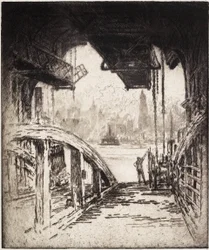 Färjehuset; Cortland Street Ferry från Jersey City Side, 1919