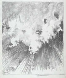 Train Yard, St. Louis, 1919.