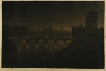 Westminster om natten - från mitt ateljéfönster