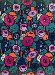 Design för en tryckt textil av Joseph Percy Bilbie (1879-1949), ca 1920 (kroppsfärg)