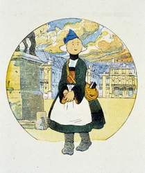 Becassine i cantiniere. Teckning av Joseph Porphyre Pinchon (1871-1953), 1900-talet. DR