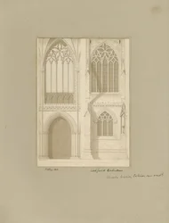 Interiör av Lichfield Cathedral - Kör: sepiateckning, [1819] (teckning)