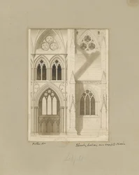 Interiör av Lichfield Cathedral - Nave: sepiateckning