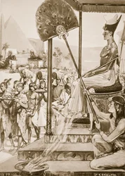 Bringing Tribute to Ramses II (19:e dynastin), illustration från 