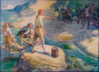 Infödda samlades runt dem, c1908, c1920.