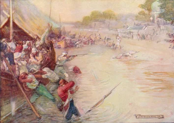 Båtarna fastnade i leran och var ett lätt märke, 1908, c1920.