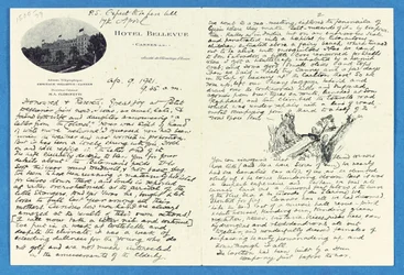 Autografbrev till överste H. W. Feilden, Hotel Bellvue Cannes, 9 april