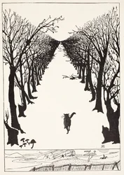 Katten som gick för sig själv, illustration ur «Just så-historier för små barn» av Rudyard Kipling, utgiven i London, 1951