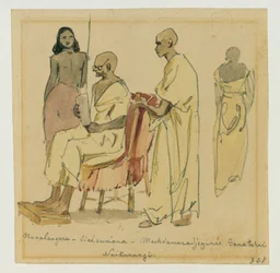 Buddhistisk överstepräst med assistent i Ceylon
