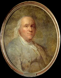 Porträtt av Benjamin Franklin (1706-1790) (olja på duk)