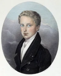 Porträtt av hertigen av Reichstadt (1811-1832), son till Napoleon I och Marie Louise av Österrike Gravyr av Joseph Steinmuller (1795-1841) 1827 Privat samling