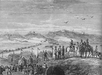 Den brittiska armén korsar Sutlej, c1880