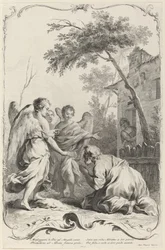 Abraham knäböjer inför de tre änglarna