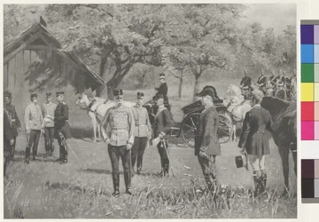 Kejsar Franz Joseph I och kejsar Wilhelm II på Rendezvousplatz (Rendezvousplatsen) i Totis