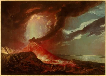 Vesuvius utbrott med öar i Neapelbukten, 1776, privat samling