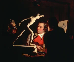 Tre personer som tittar på gladiatorn med levande ljus, c.1764-65