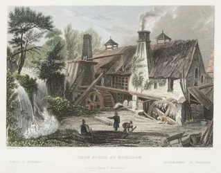 Iron Forge vid Rouillon, graverad av J. Shury