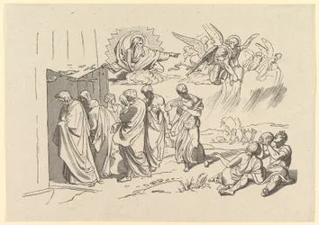 Gud kallar Noa och hans familj in i arken, 1827.