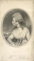 Mrs Robinson. Mary Robinson, född Darby, känd som Perdita (1758-1800). Engelsk skådespelerska, poet och romanförfattare. Första offentliga älskarinnan till kung Georg IV medan han fortfarande var prins av Wales. Porträtt, efter Sir Joshua Reynolds.