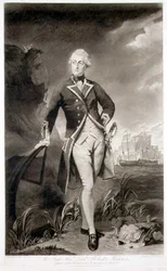 Porträtt av Lord Robert Manners (1758-82) Kapten på HMS "Resolution", graverad av William Dickinson (1746-1823) pub. 1783 (gravyr)