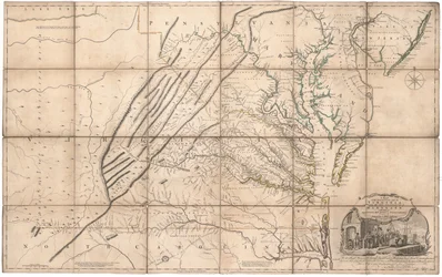 En karta över den bebodda delen av Virginia av Fry och Jefferson