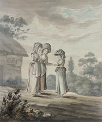 Landskap med tre figurer