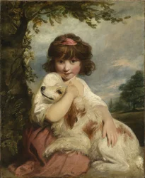En ung flicka och hennes hund