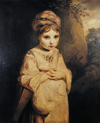 Flicka med jordgubbar, målning av Joshua Reynolds (1723-1792), olja på duk, 76, 6x63, 7 cm