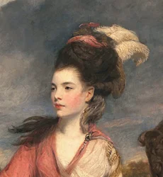 Jane Fleming, senare grevinna av Harrington, ca 1778-79 olja på duk detalj av 373099