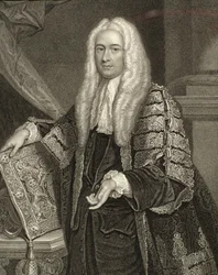Porträtt av Henry Fox, 1:a baron Holland (1705-74), graverat av Henry Robinson (fl.1833-51)