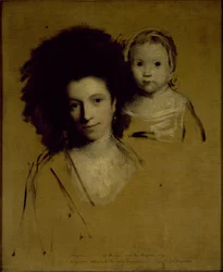 Studier av Georgiana, hertiginnan av Devonshire och hennes dotter Lady Georgiana Cavendish (olja på duk)
