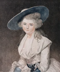 The Honorable Miss Bingham (d.1831) graverad av Francesco Bartolozzi (1727-1815) publicerad av E. M. Diemar, 1786 (stippstick)