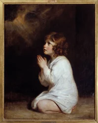Den lille Samuel i bön Målning av Joshua Reynolds (1723-1792) 1777 Sön. 0,89x0,7 m Montpellier musee Fabre - Spädbarnet Samuel ber. Målning av Joshua Reynolds (1723-1792)