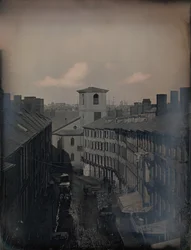 Se Down Brattle Street från Southworth & Hawes Studio på 5 12 Tremont Row, Boston, 1855. Skapare: Josiah Johnson Hawes, Albert Sands Southworth.