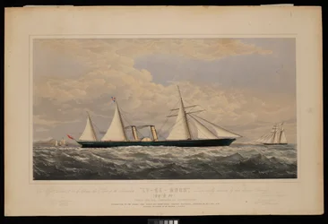 Till Messrs Dent  Co of China, detta tryck av ångfartyget Ly-Ee-Moon, Norman Hill, Esqr Commander.... konstruerad av Thames Iron Works and Shipbuilding Company, Blackwall...,, ca 1860 (litografi, färglagd)