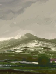 Dimhöljda gröna bergsdalen