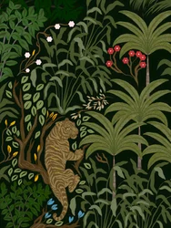 Tiger i en frodig djungel